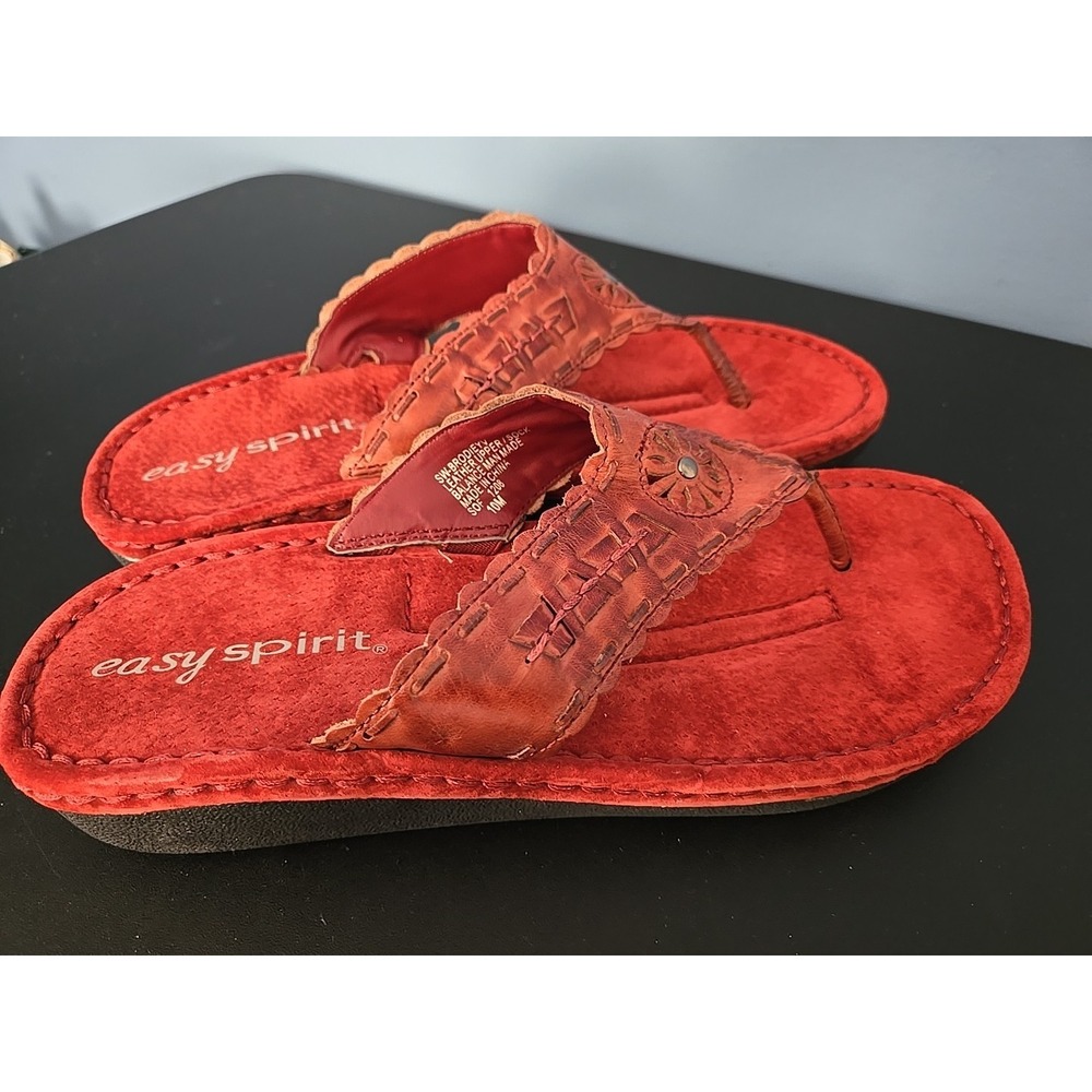 Easy‎ Spirit Womens Brodieyv Big Thong Sandals 10M Red flip flop